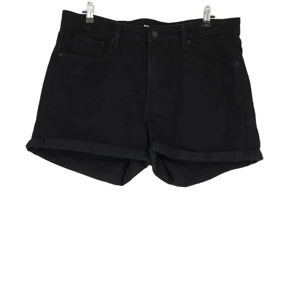 Old Navy Pants - Old Navy OG Straight Denim Shorts Black Jack High Rise Rolled Cuffed